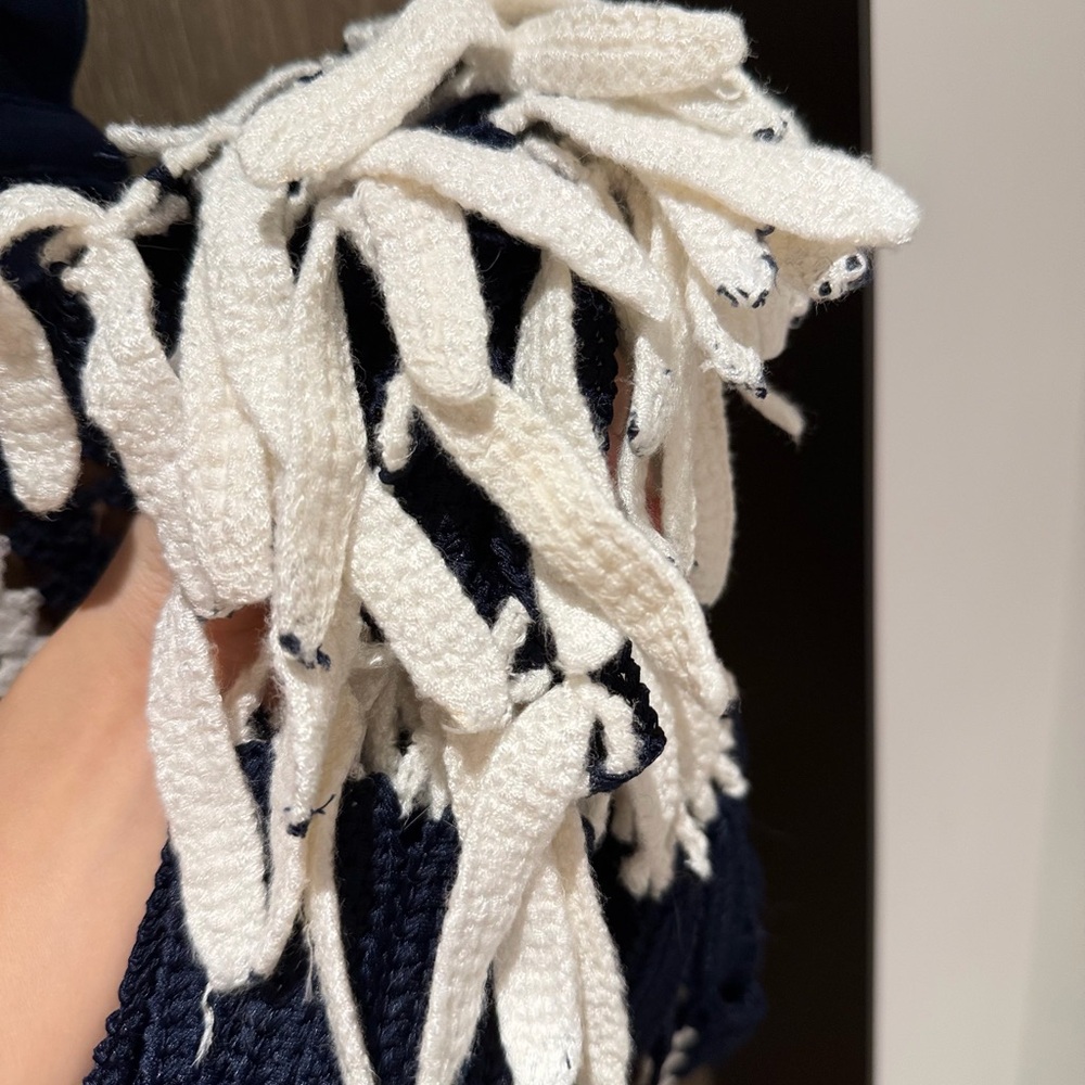 Self-Portrait Navy and White Crochet Fringe Maxi Dress - Picture 2 of 11